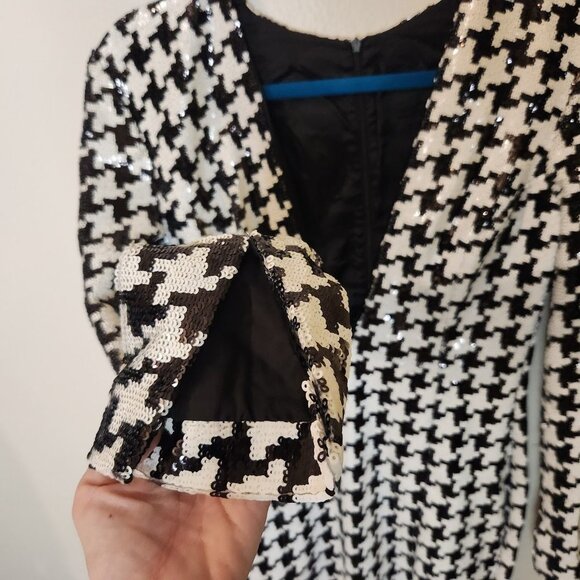 HAMEL Sequin Houndstooth Plunging V Midi Dress - Picture 9 of 11